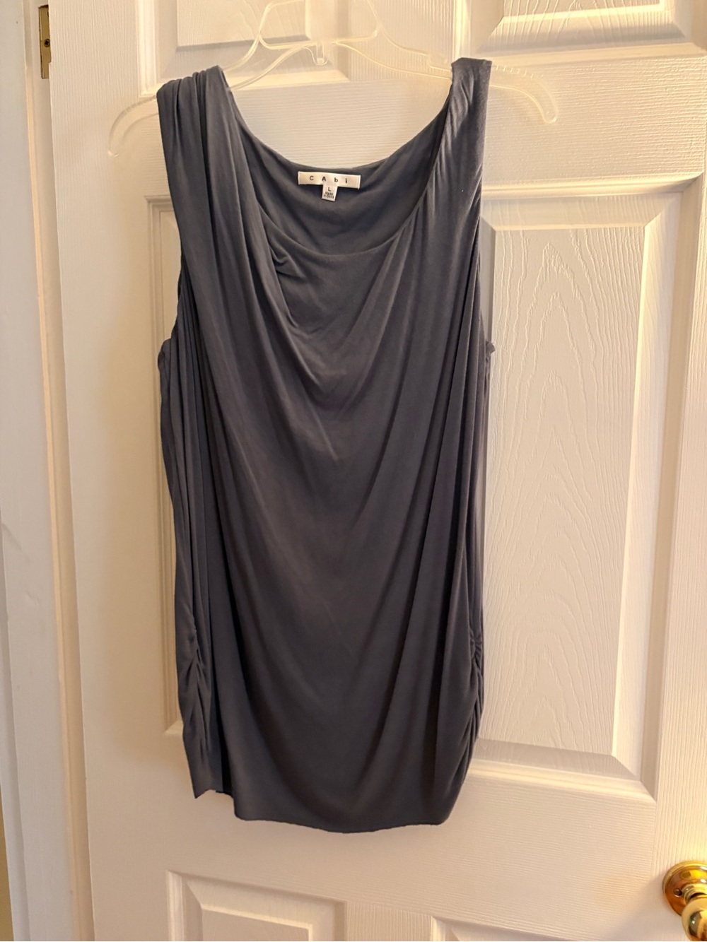 CAbi Draped Sleeveless Tank Top - Slate Gray